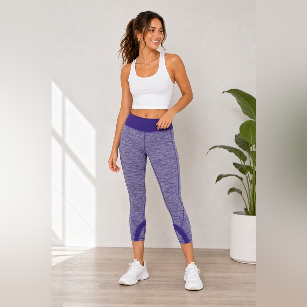 Lululemon Inspire Run Crop II purple athletic yoga leggings 6.